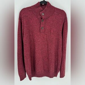 Timberland Men's Mock Button Neck Wool Blend Regular Fit Sweater